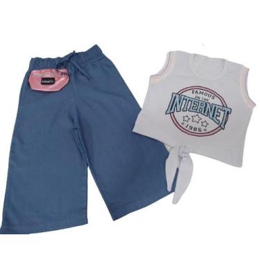 Imagem de Conjunto Luxo Blusa Calça Infantil Menina Lessa Kids Rf 8140, Azul, TA