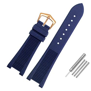 Imagem de SAAWEE Os acessórios das pulseiras de relógio são adequados para Patek Philippe 5711 5712G Nautilus Watch Chain Special Notch Pulseira de silicone 24-13 mm (ouro rosa azul)