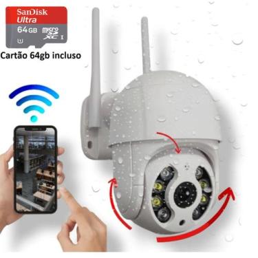 Imagem de Câmera Externa Ip Prova D'água Infravermelho Externa Wifi Hd + Cartão 