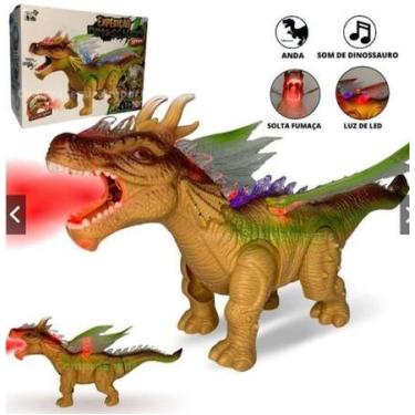Imagem de Brinquedo Dinossauro De Brinquedo Solta Fumaça Com Som E Luz Led Anda 