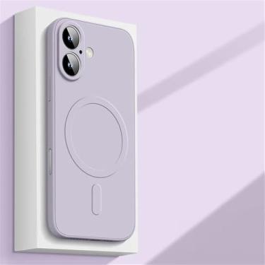 Imagem de Capa protetora de silicone líquido para iPhone 16, 15, 14 Plus, 13, 12 Mini, 11 Pro e XS Max. Capa protetora macia, roxa clara, para iPhone 13 Pro Max.