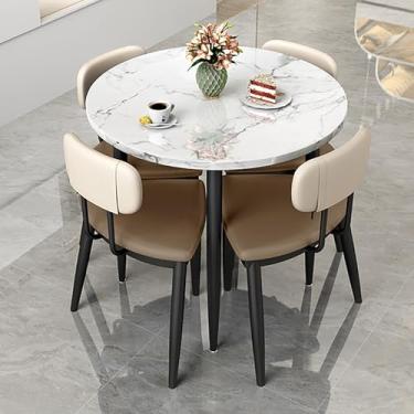 Imagem de Conjunto de jantar de 5 peças, conjunto pequeno de mesa de jantar e cadeira de café para 4, mesa redonda de sala de conferência, mesa de recepção e combinação de cadeira, para cozinha, sala de jantar