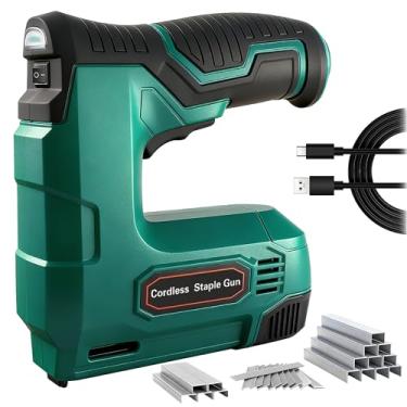 Imagem de Hi-Spec Pistola de grampo USB sem fio 4V. Grampeador compacto elétrico recarregável e pistola Brad Nailer. Inclui 2500 peças de grampos de coroa plana e conjunto de pregos Brad para bricolage