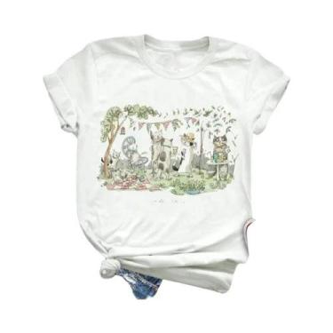 Imagem de Camiseta Feminina Com Estampa Animal, Manga Curta, Moda Fofa, Roupas D