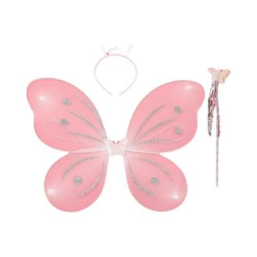 Imagem de Conjunto De Varinha E Asas De Fada Com Glitter Para Meninas, 3 Peças, 