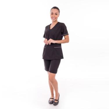 Imagem de Kit com 2 Conjuntos de Jaleco Fechado e Bermuda em Tecido Oxford para 