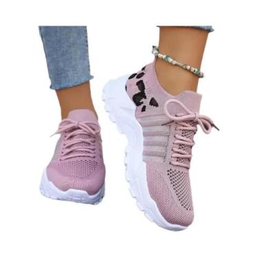Imagem de sapatos mulher 2025 tênis com estampa de leopardo tênis casuais femini