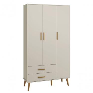 Imagem de Guarda-roupa Retrô 3 Portas Isis Areia Fosco - Moveisaqui