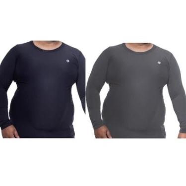 Imagem de Kit 2 Camisa Térmica Plus Size Masculina Uv 50+ Segunda Pele Proteção Solar-Masculino