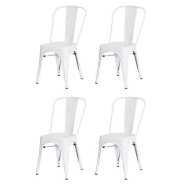 Imagem de Kit 4 Cadeiras Tolix Iron Branca Aço Industrial Bar - WAW DESIGN