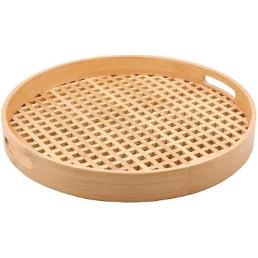 Imagem de Bandeja de Bambu Oikos Vazada 40cm Redonda, Natural