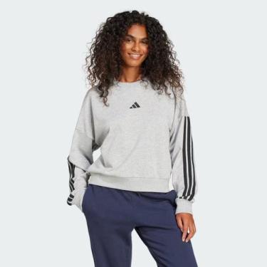 Imagem de Moletom Adidas 3 Stripes Feminino Cinza, G