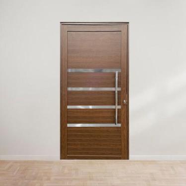 Imagem de Porta Pivotante com Puxador e Friso Linha Roma 210x120 Amadeirada Lado