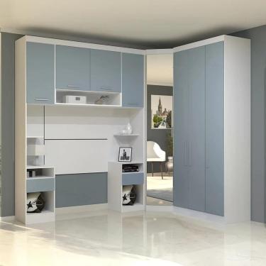 Imagem de Guarda Roupa Solteiro Modulado Cp03 Taiga Branco/grey L01 - Mpozenato