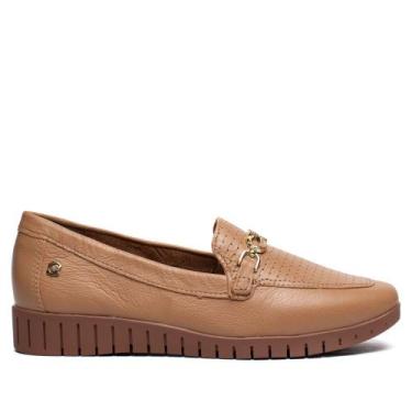 Imagem de Mocassim Feminino Campesí Couro Flatform Caramelo/Dourado, Caramelo, 3