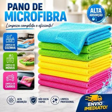 Imagem de Kit Pano De Limpeza Microfibra 20 Unidades Multiuso Toalha Alta Absorç
