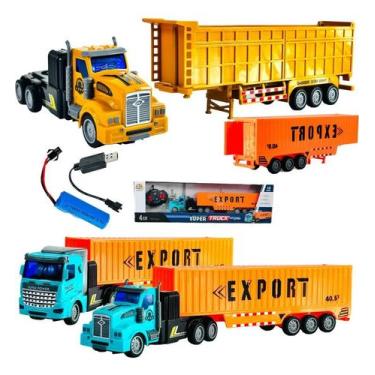 Imagem de Caminhão carreta controle remoto 7 funções container brinque - Útil Fe
