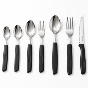 Imagem de Conjunto Talheres New Caprese 42 Peças Aço Inox e Plástico com Cabo Vermelho para Mesa Posta Preto Fratelli