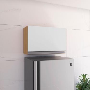 Imagem de Aéreo Geladeira Andreia 1 Porta com Prateleira MDP 60CM Amêndoa e Branco AJL Móveis