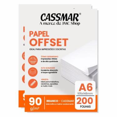 Imagem de Papel Offset 90g A6 105X148mm Cor Branco com 200fls - Cassmar