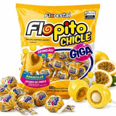 Imagem de PIRULITO FLORESTAL FLOPITO GIGA CHICLETE 600g MARACUJÁ