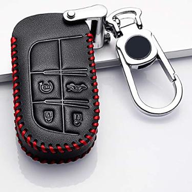 Imagem de YJADHU Car Key Cover Case Protetor de chaveiro de chaveiro, adequado para Jeep Grand Cherokee Chrysler 300C Renegade Fiat Freemont 2018,10