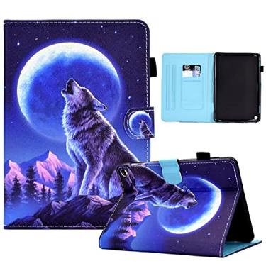 Imagem de Estojo para o novo Kindle Fire HD 8/8 Plus (10ª geração 2020), leve Smart Shell PU couro ajustável Capa protetora com recurso de despertar/repouso automático-Wolf
