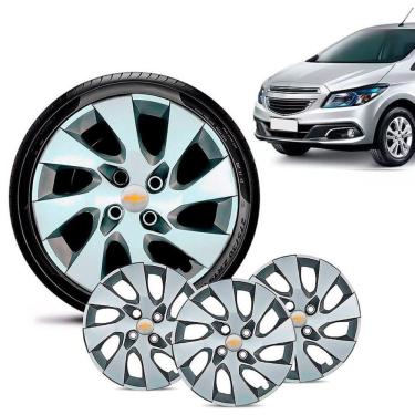 Imagem de Jogo 4 Calota GM Prisma Aro 15 Prata Emblema Prata