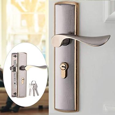 Imagem de Conjunto de maçanetas de porta de privacidade, design de maçaneta de alumínio com núcleo de trava para segurança doméstica/interior/quarto/sala de estar