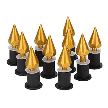 Imagem de 10 peças de parafusos para para-brisas de para-brisas parafusos M5 porcas engrenagens rolantes ponta de alumínio para motocicleta parafusos para pára-brisa conjunto de parafusos para para-brisa acessórios para modificação de motocicleta (ouro)