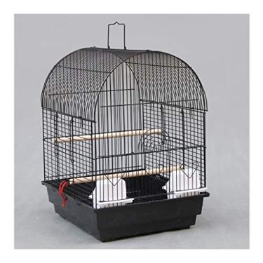 Imagem de KIZQYN Gaiola de pássaro canário Budgie Finch 35 * 40 * 51 cm Casa para animais de estimação, gaiola de viagem de pássaros de tamanho pequeno portátil, gaiola de reprodução de metal, gaiola de voo preta