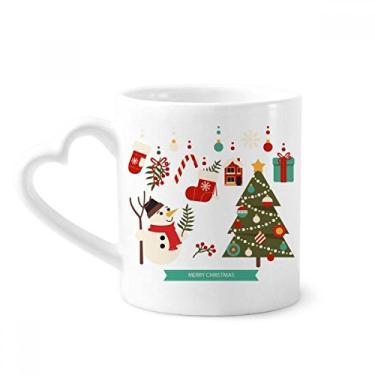 Imagem de Caneca com estampa de presente de boneco de neve de Natal caneca de café cerâmica copo de coração de vidro