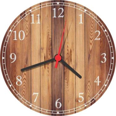 Imagem de Relógio De Parede Abstrato Rústico Madeira Tamanho Grande 50 Cm Quartz