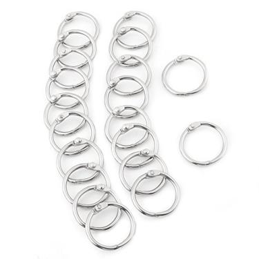 Imagem de 20 peças de anéis de metal articulados para chaveiro com clipe de folha solto e banhado a níquel para álbum Scrapbook, 25mm