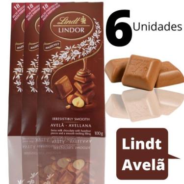 Imagem de 6 Chocolate Lindt Lindor Avelã Ao Leite Cremoso 100G