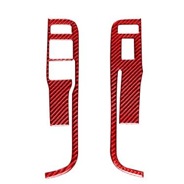 Imagem de Adesivo de fibra de carbono adesivo de decalque acabamento compatível com Chevrolet Camaro 5º 2012-2016 (vermelho, maçaneta de porta apoio de braço interruptor de janela elétrica B 28)