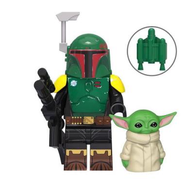 Imagem de Boneco Mandalorian Com Baby Yoda The Child Star Wars Blocos De Montar