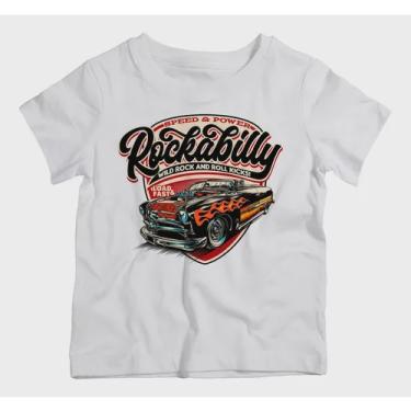 Imagem de Camiseta Infantil Menino Carro Hot Rod Chamas Rockabilly