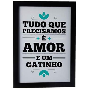 Imagem de Arte Maníacos Arte Maníacos Quadro Decorativo Amor e Gatinho, 65x46cm (Moldura Caixa em Laca Preta)