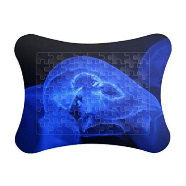 Imagem de Moldura de quebra-cabeça de água-viva com organismo marinho tropical, enfeite de quebra-cabeça