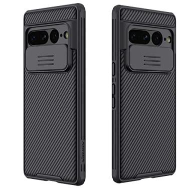 Imagem de Capa para Google Pixel 7 Pro 5G com capa para câmera, capa protetora fina de policarbonato à prova de choque com capa para câmera deslizante, capa atualizada para Pixel 7 Pro (preta)