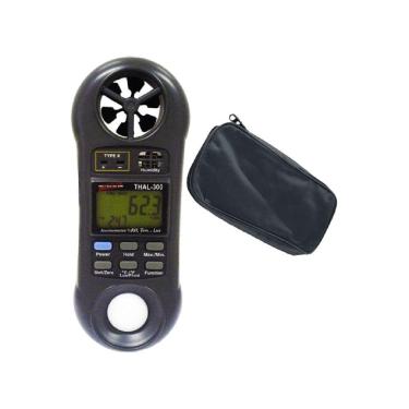 Imagem de Kit Termo-higro Digital Anemômetro Velocidade Luxímetro Umidade Luminosidade Thal-300 Portátil Estojo Transporte Es-01