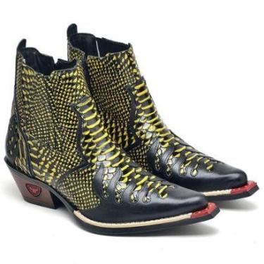 Imagem de Bota Country Masculina Couro Jacaré Bordado Sofisticada-Masculino