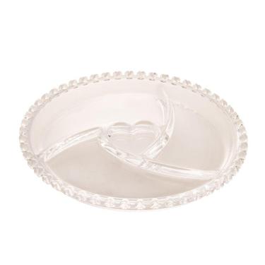 Imagem de Petisqueira de Cristal C/4 Divisórias Coração Transparente 23,5cm Lyor