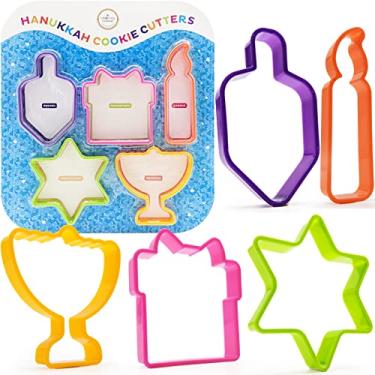 Imagem de Cortadores de biscoito em forma de Hanukkah, cinco cortadores de biscoito em forma de Hanukkah – Menorah, Dreidel, Maccabee, Star of David, escudo de maccabee, Single