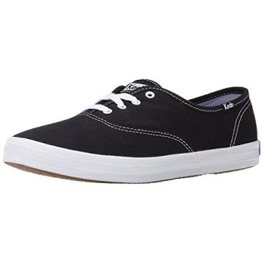 Imagem de Keds Tênis feminino Champion de couro com cadarço, Couro preto/preto, 9 X-Wide