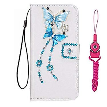 Imagem de Capa para Motorola Moto G52 4G, carteira de couro brilhante feita à mão e alça de pescoço [suporte] [fecho magnético] para Motorola Moto G52 4G capa de telefone (tamanho 25)