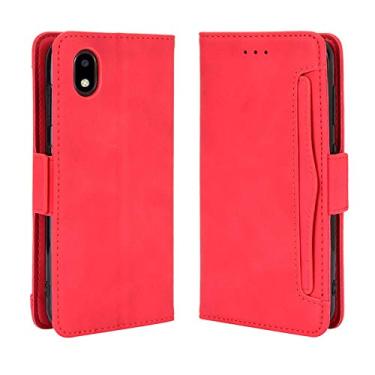 Imagem de Capa ZTE Avid 579, ZTE Blade A3 2020, capa carteira de couro flip magnética à prova de choque com suporte para cartão para ZTE Avid 579/ZTE Blade A3 2020 capa para celular (vermelha)
