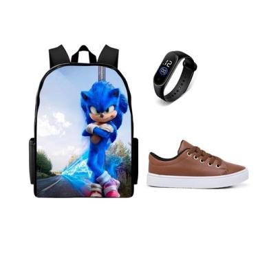 Imagem de Mochila Masculina Escolar lançamento Com Tenis Casual E Relogio Led - 