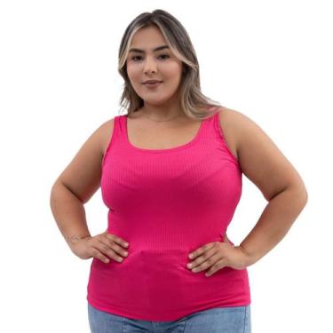Imagem de Regata Feminina Blusa Blusinha Rosa Cavada Fitness Academia Plus Size 